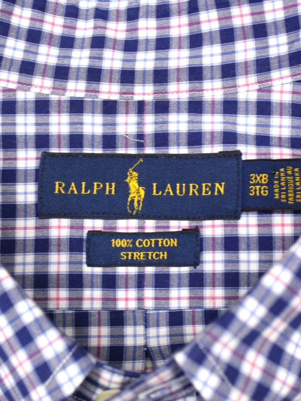 POLO RALPH LAUREN REGULAR FIT SHIRT BLUE & PINK PLAID 100% COTTON BIG 3XL, 3XB